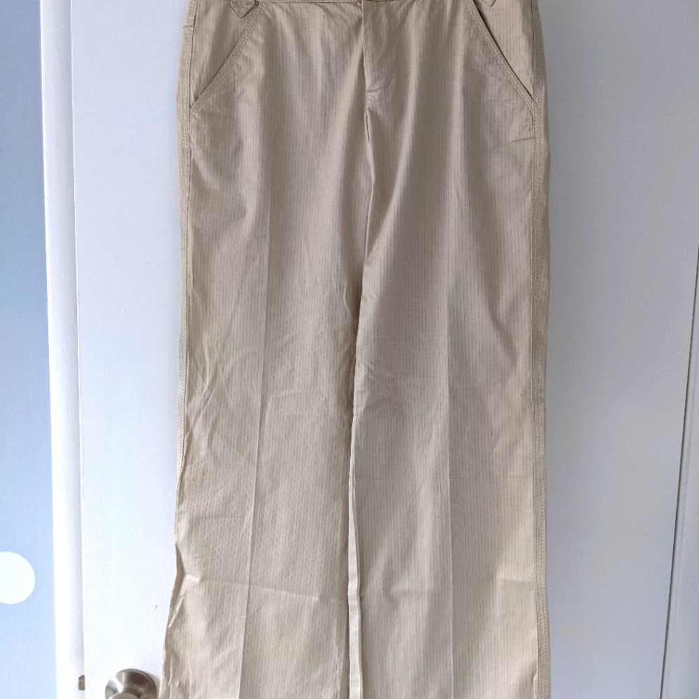 Tan trouser pants with pinstripe